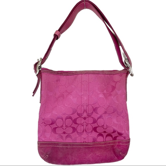 COACH- Pink Logo Fabric Crossbody / Shoulder Bag - Picture 4 of 13
